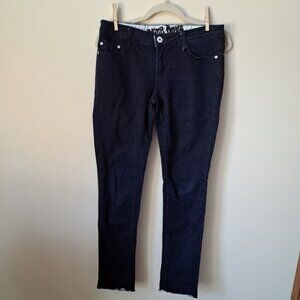 Nine Days Dark Denim Jeans Raw Hem 28 Inch Waist